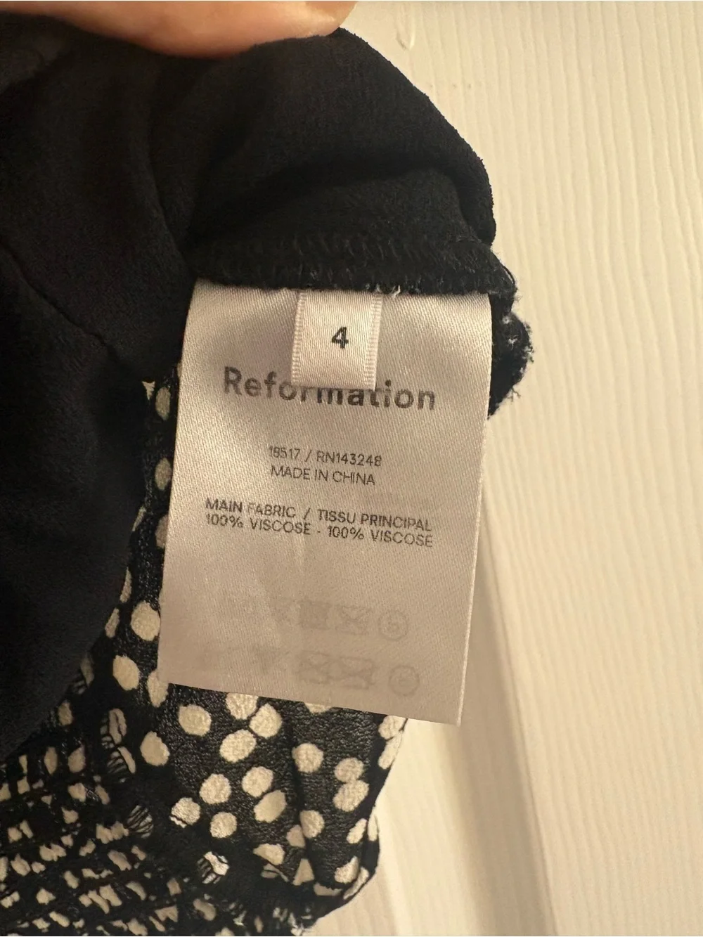 ReformationBlack and White Dot Sweetheart Neck Puff Sleeve Top
